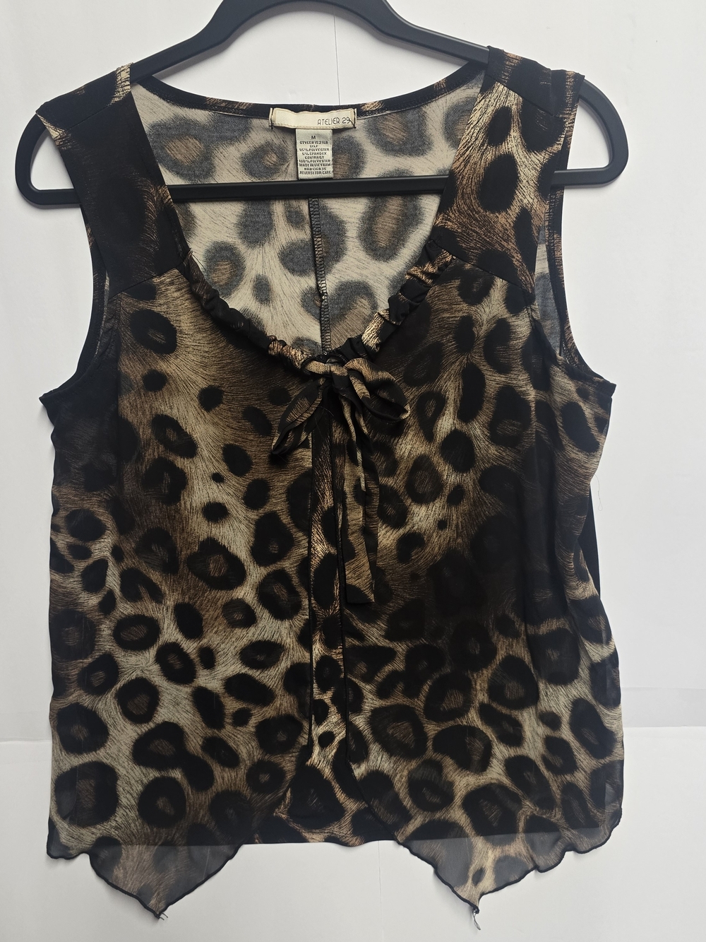 Leopard Print Tie-Front Sleeveless Camisole - Brown